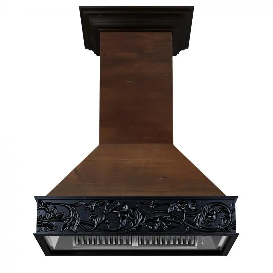 ZLINE 36" Wooden Island Range Hood in Antigua and Walnut, 9373AR36