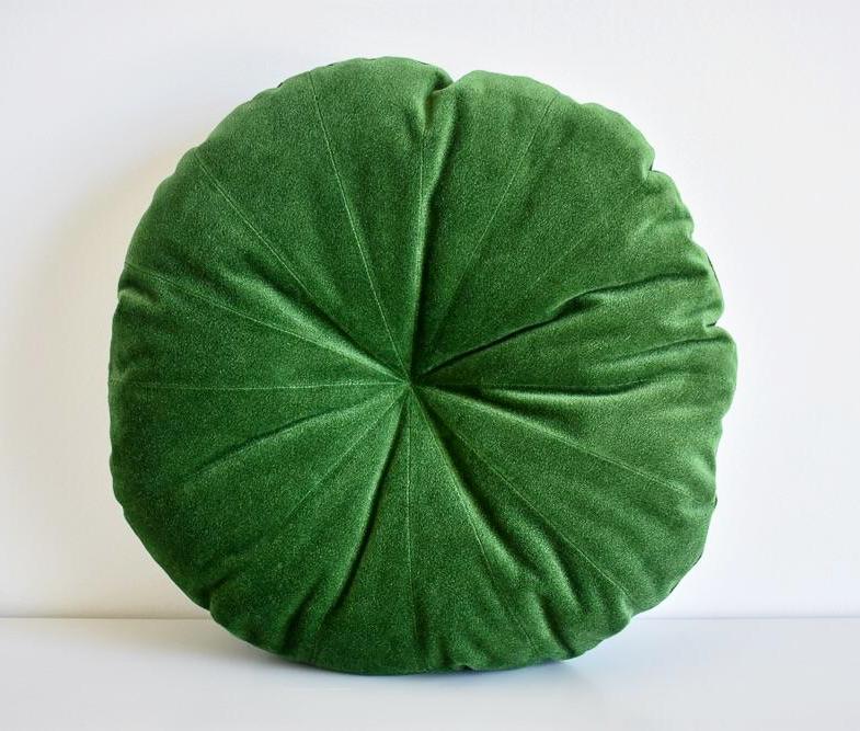 Velvet Round Pillow - Moss Green 