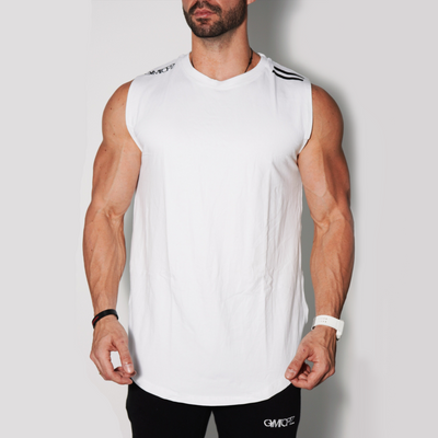 Signature Long Line Tank Top White