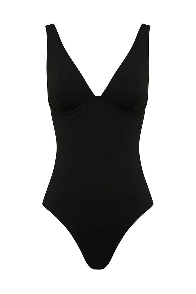 BONDI BORN Emmanuelle One Piece Swimsuit in Black | Sustainable Swimwear