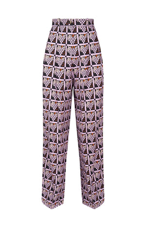 VELTELINI wide leg suit trousers 'pixel grapes'