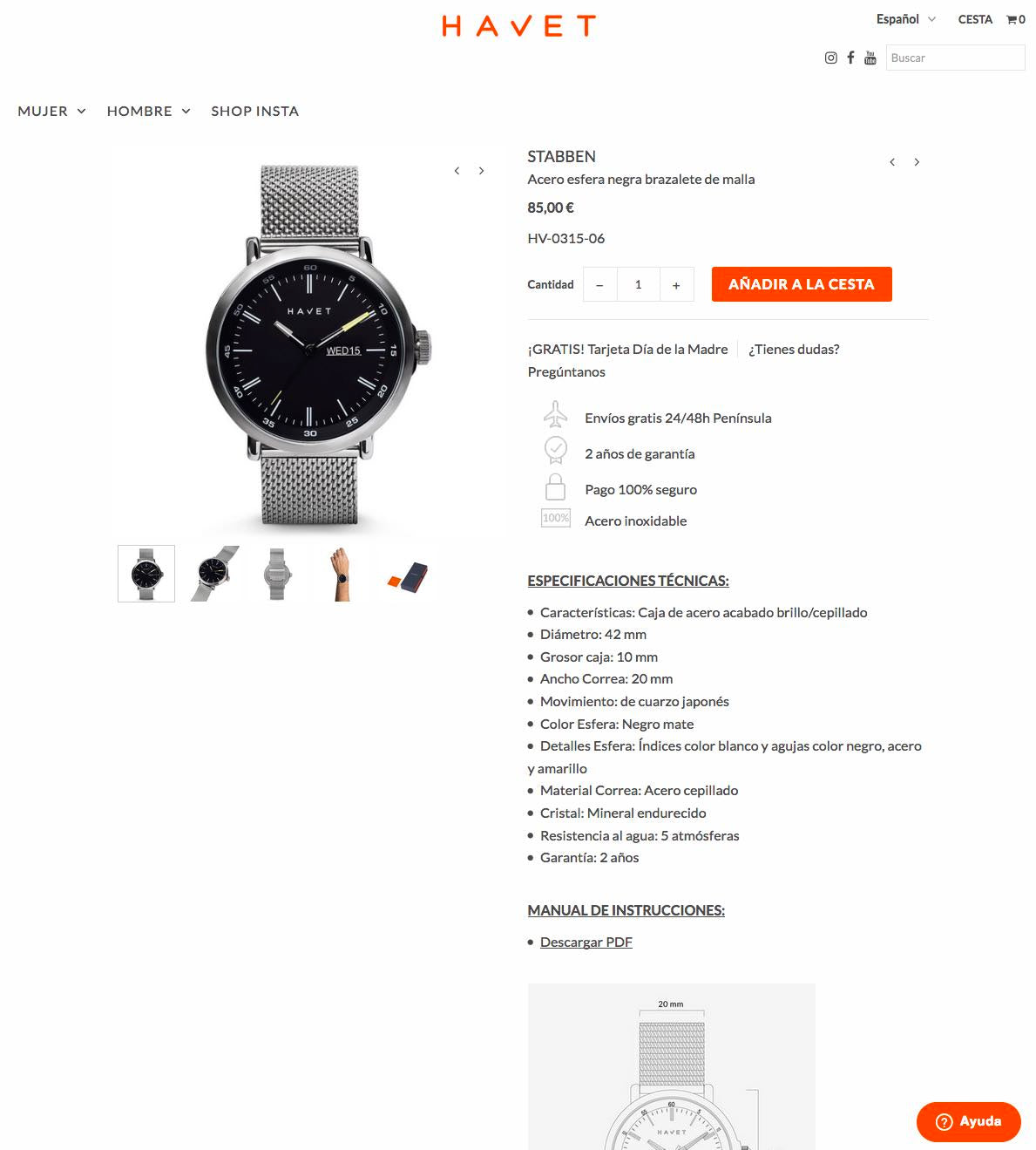 Tienda Relojes Havet Shopify España