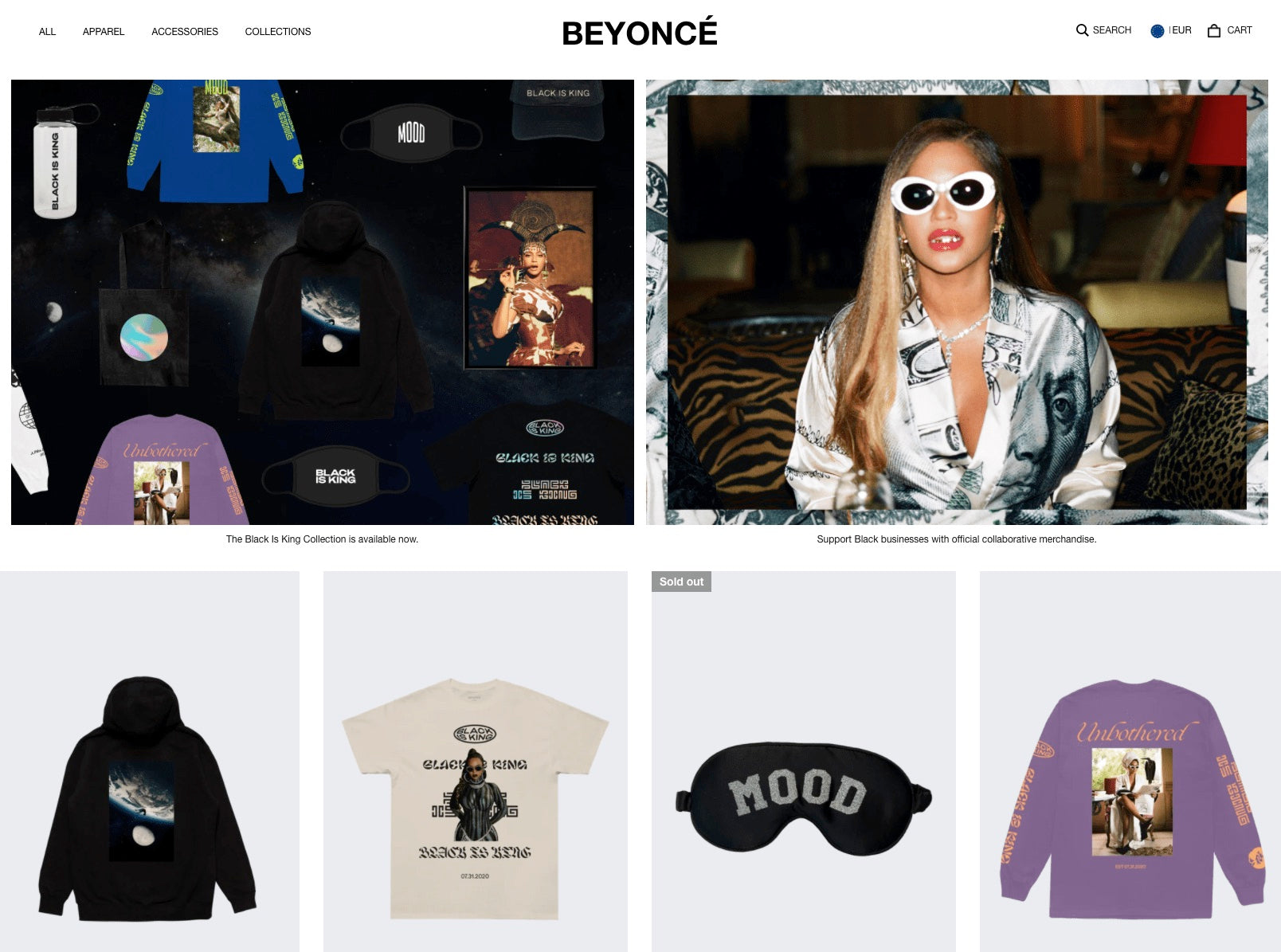 Tienda Online Shopify de Beyoncé