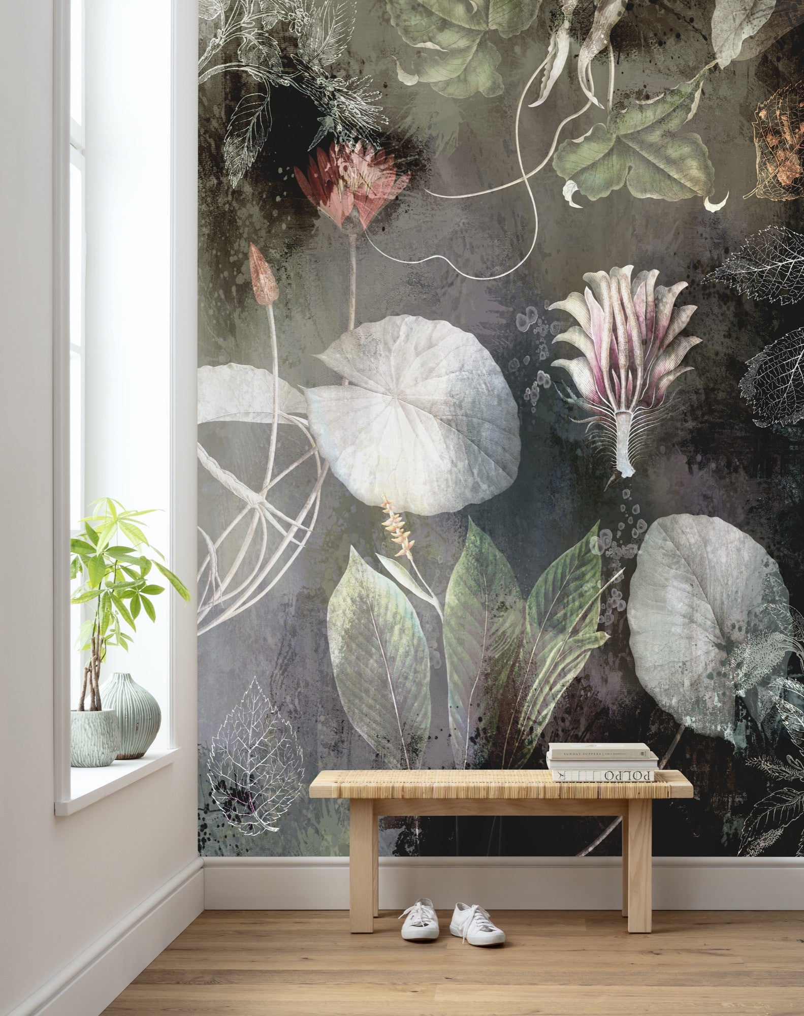 plank De Kamer Psychologisch Flowers at Night Mural Wallpaper: Floral Wallpaper | Forest Homes