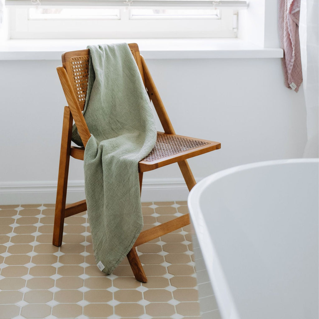 Sage Linen Waffle Towel