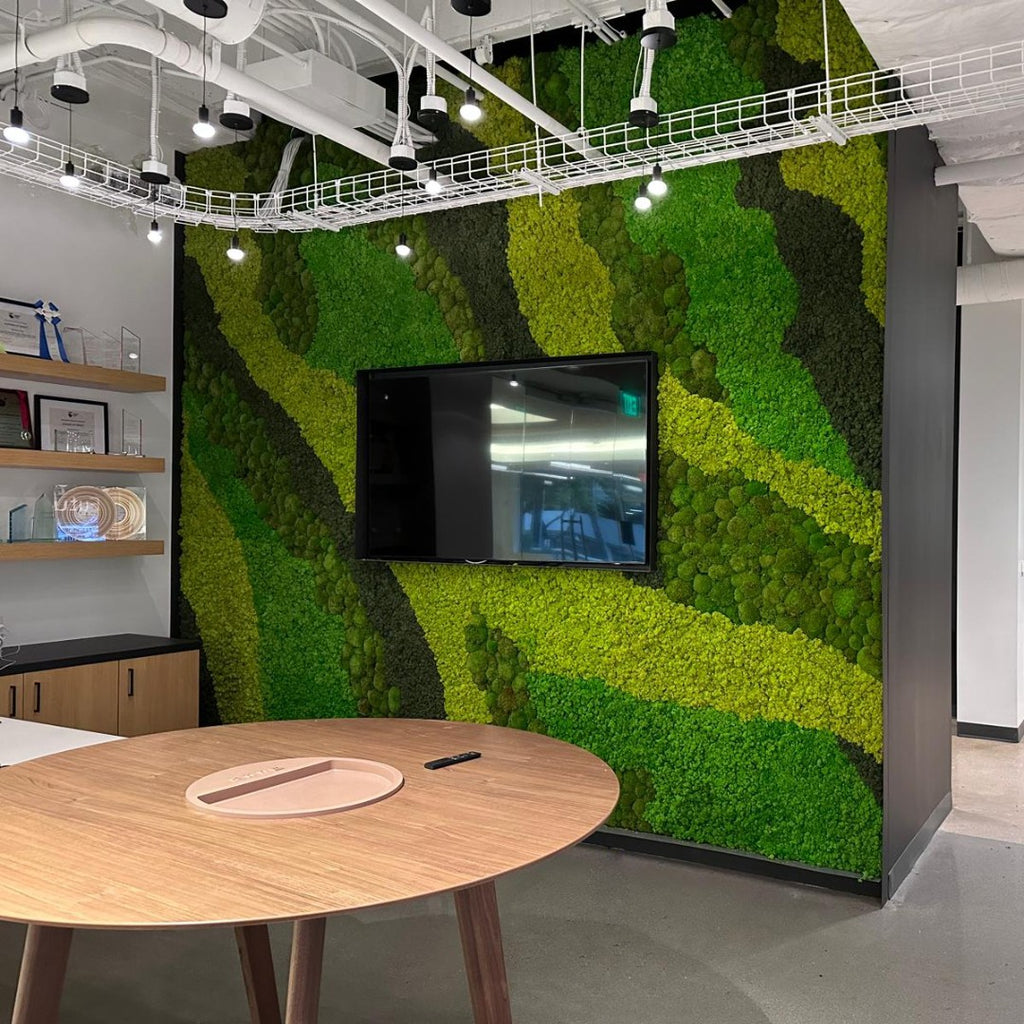 plant and moss wall art at the office or workspace