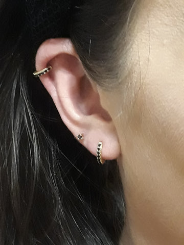 Scream Pretty Black Onyx huggie hoops and stud earrings