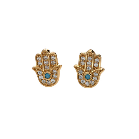 Fatima Hand Pave Studs di Scream Pretty