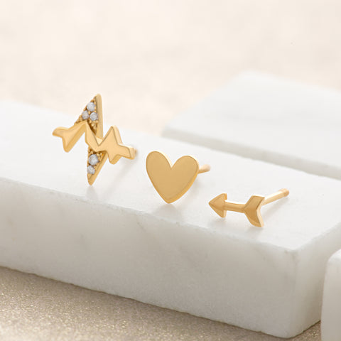 Heartbeat mismatched studs by Scream Pretty