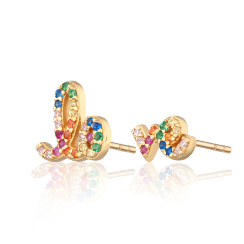 Scream Pretty LOVE rainbow studs 