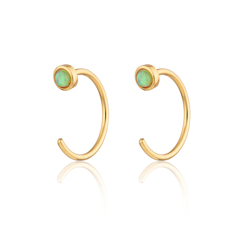 opal reverse huggies hoop earrings