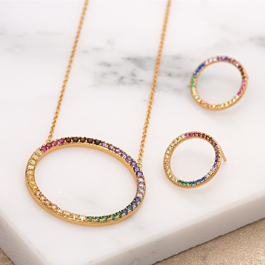 Open Circle Rainbow Jewellery Set by Scream Pretty