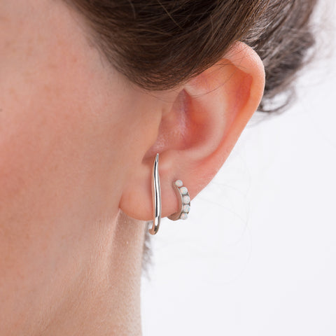 S bar Stud and Opal Huggie Earrings by Scream Pretty