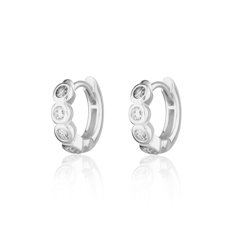 Bezel Huggie Earrings with Clear Stones | Scream Pretty