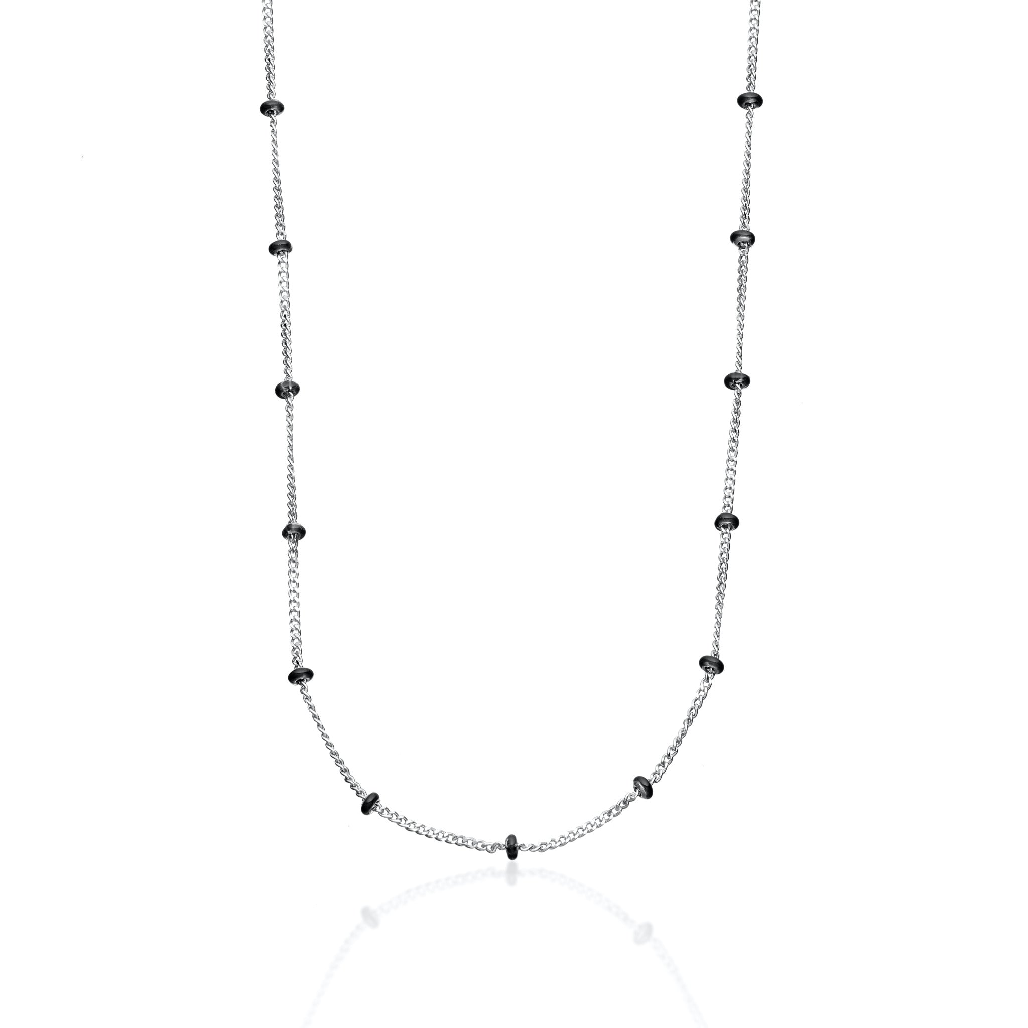 Black Enamel Satellite Chain Necklace