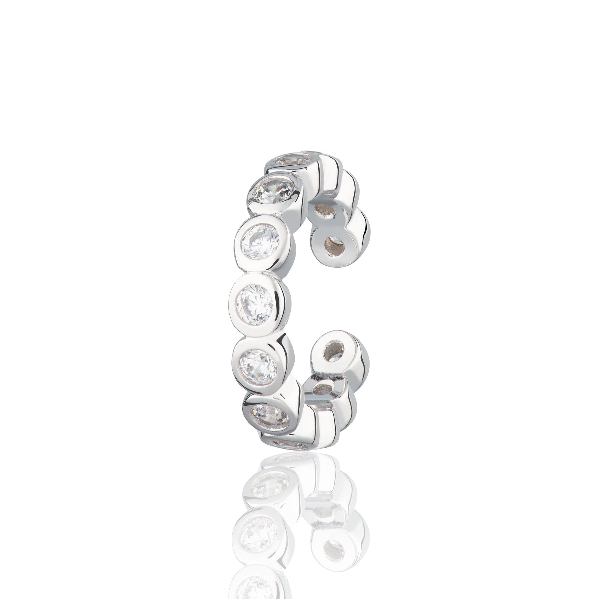 Bezel Single Ear Cuff with Clear Stones