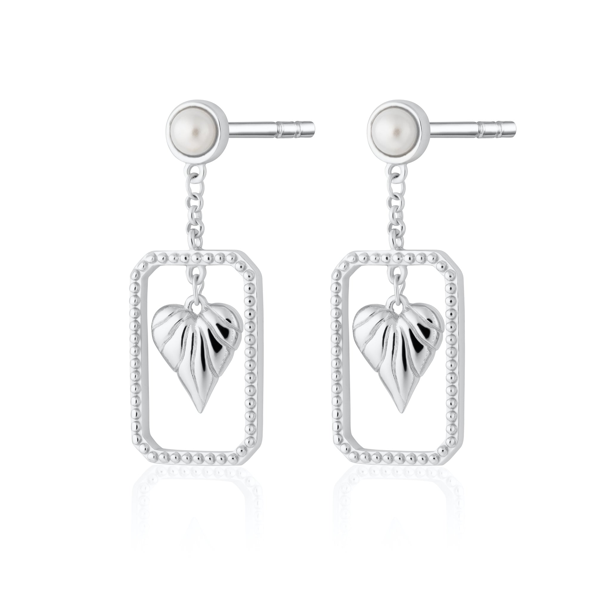 Hannah Martin Framed Heart Drop Stud Earrings