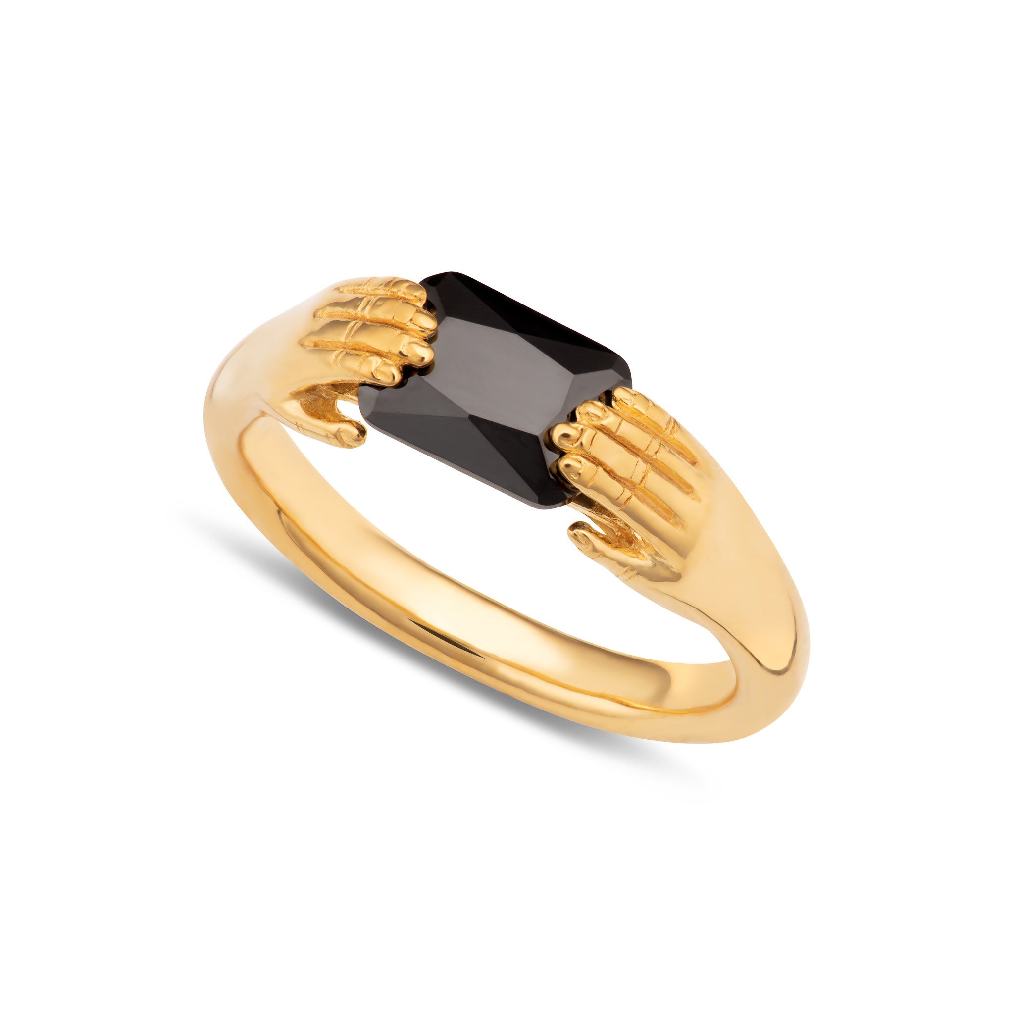Fede Ring with Black Stone