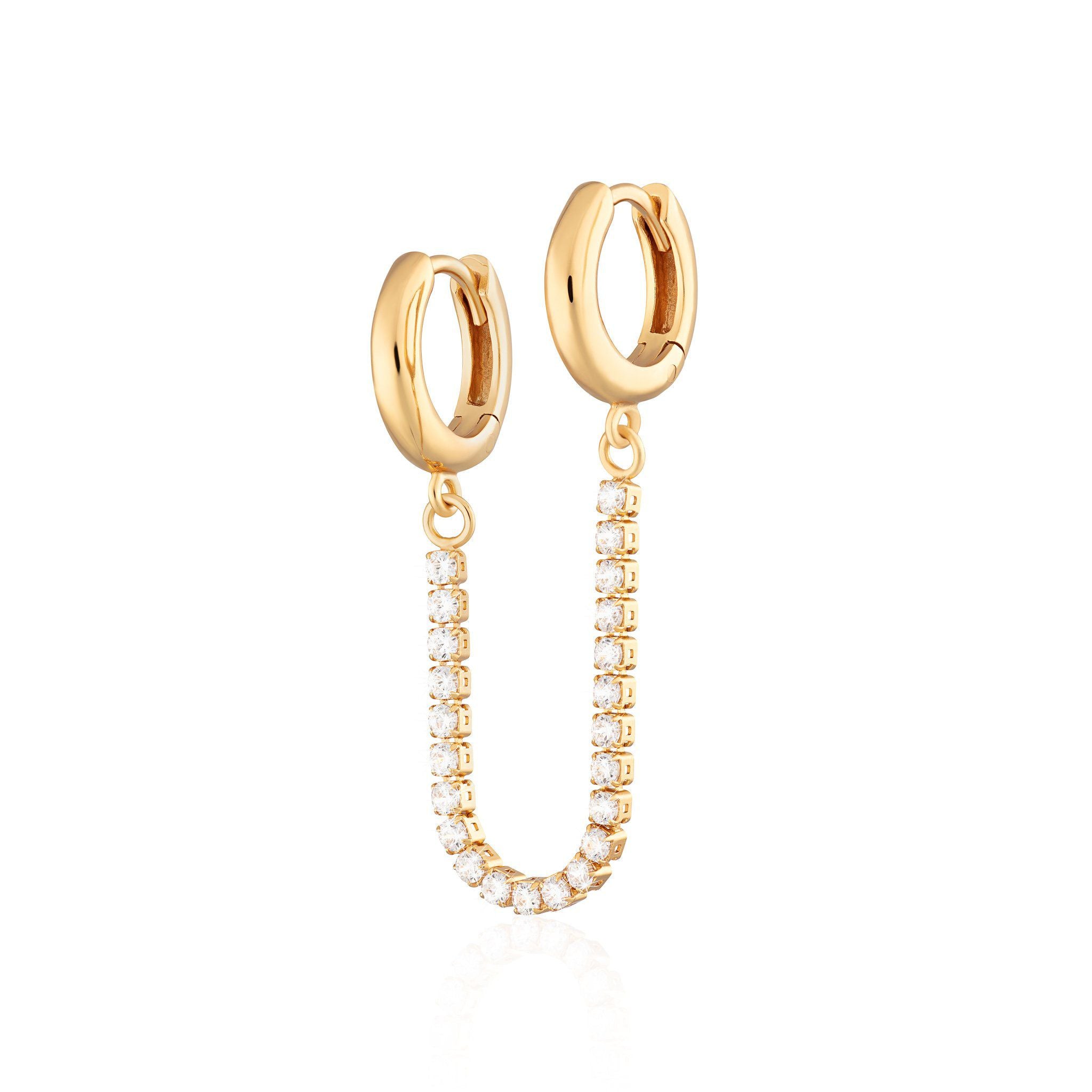 Sparkle Linked Huggie Single Earring