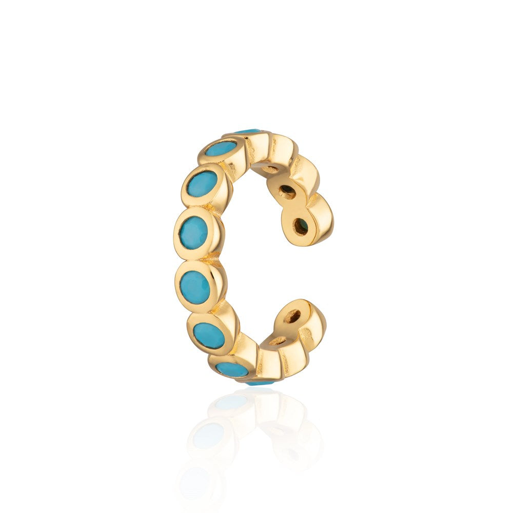 Turquoise Bezel Single Ear Cuff