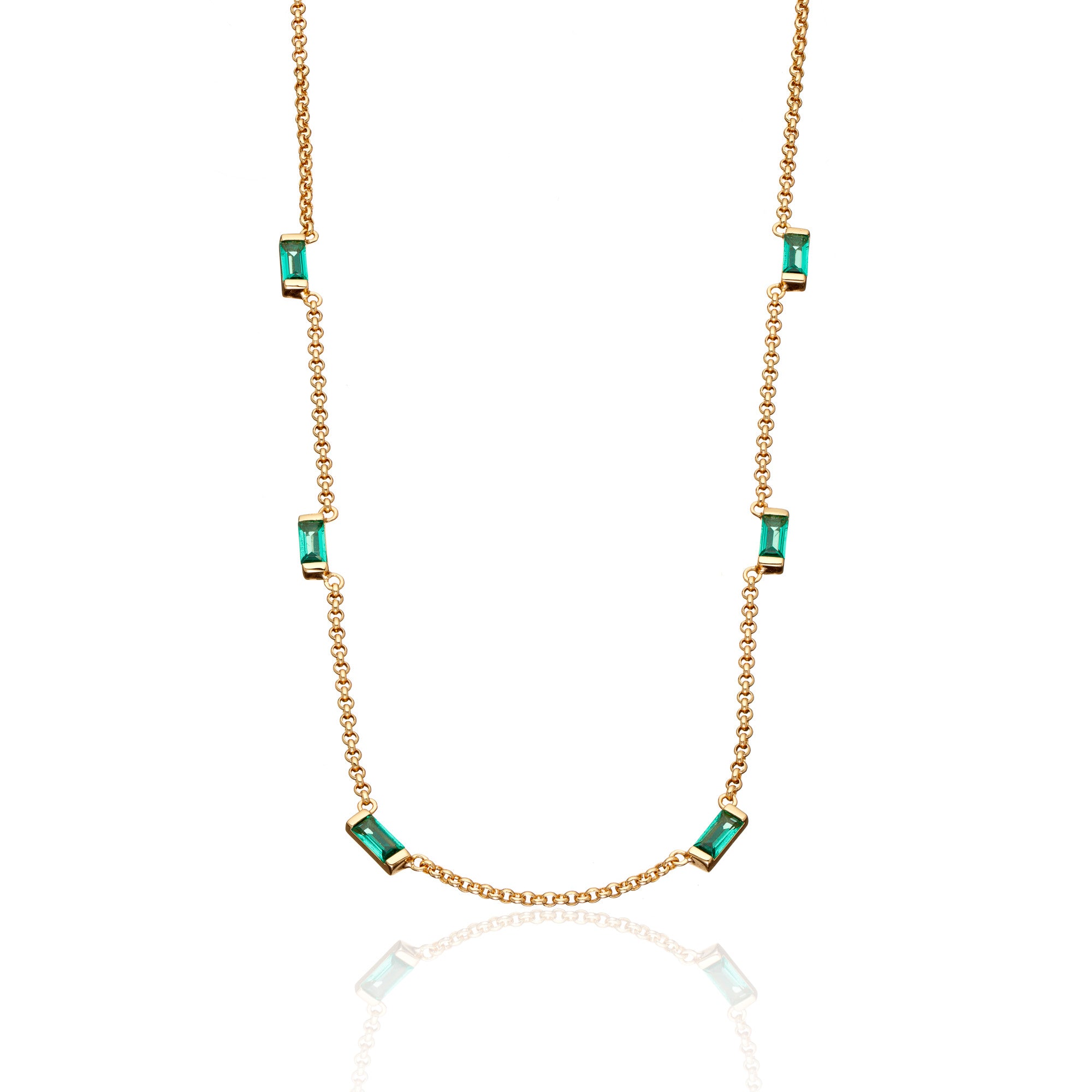 Cleopatra Green Baguette Chain Necklace