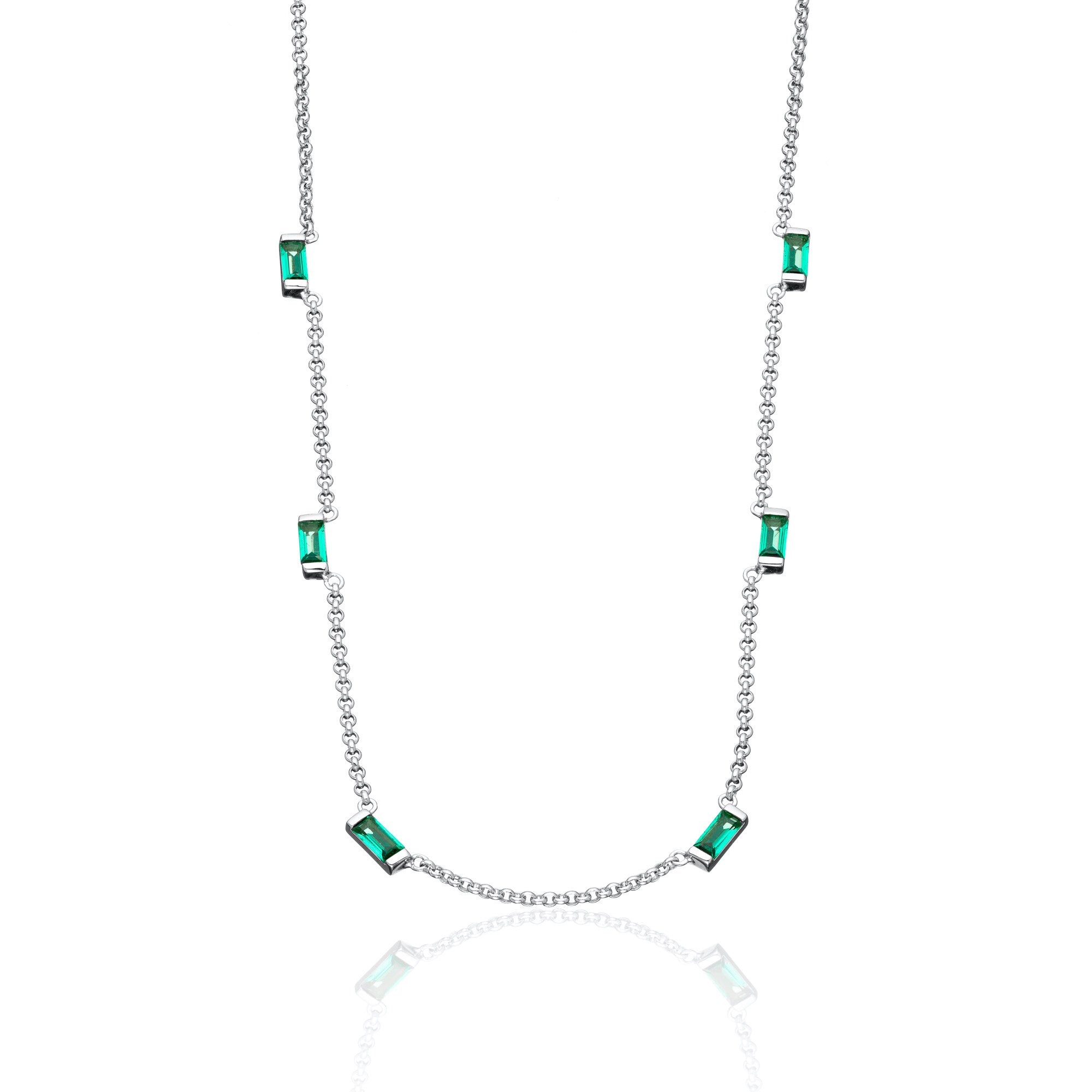 Cleopatra Green Baguette Chain Necklace