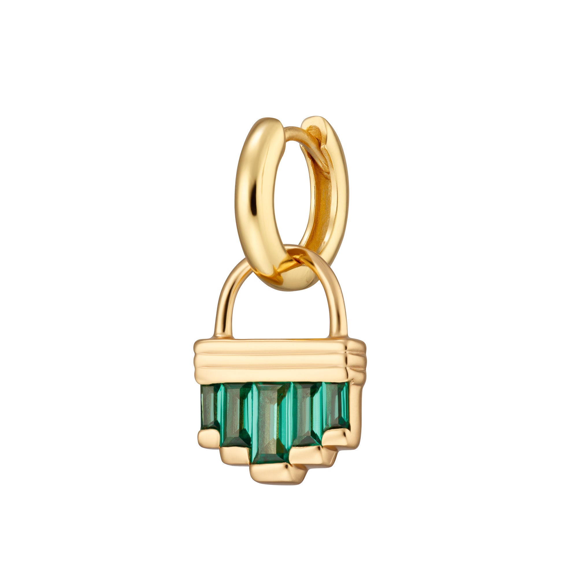 Single Green Cleopatra Huggie Earring - Single Earring