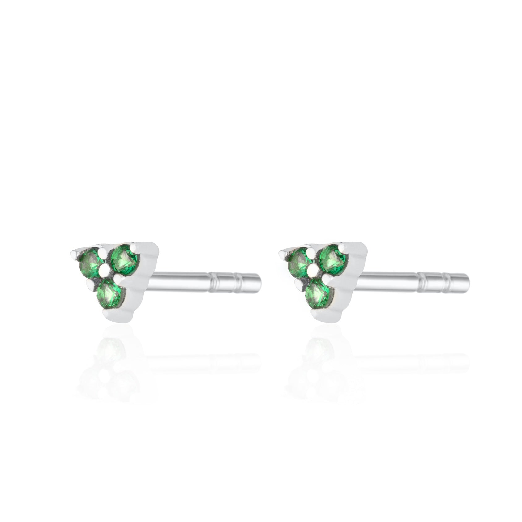 Green Trinity Stud Earrings