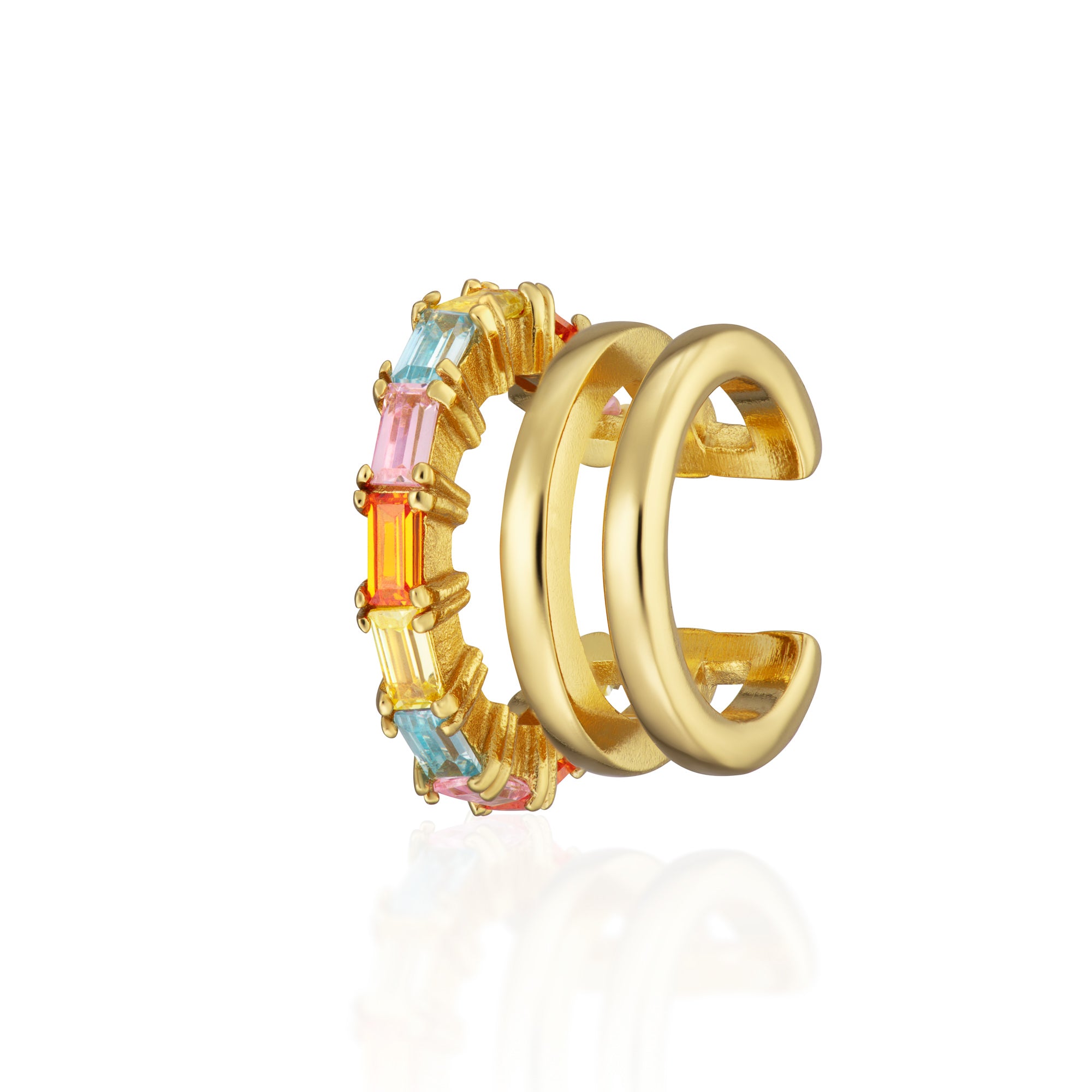 Hannah Martin Rainbow Triple Band Small Ear Cuff