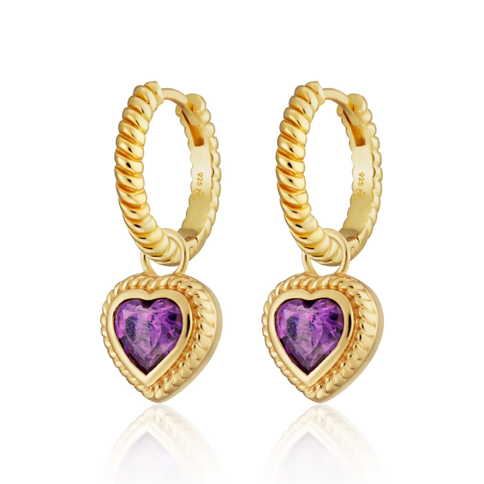 Hannah Martin Violet Heart Twist Charm Hoop Earrings