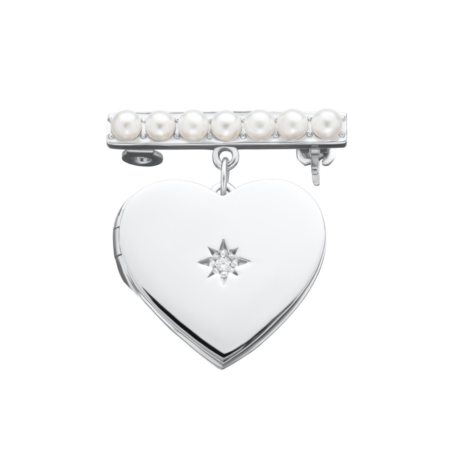 Hannah Martin Pearl Heart Locket Brooch