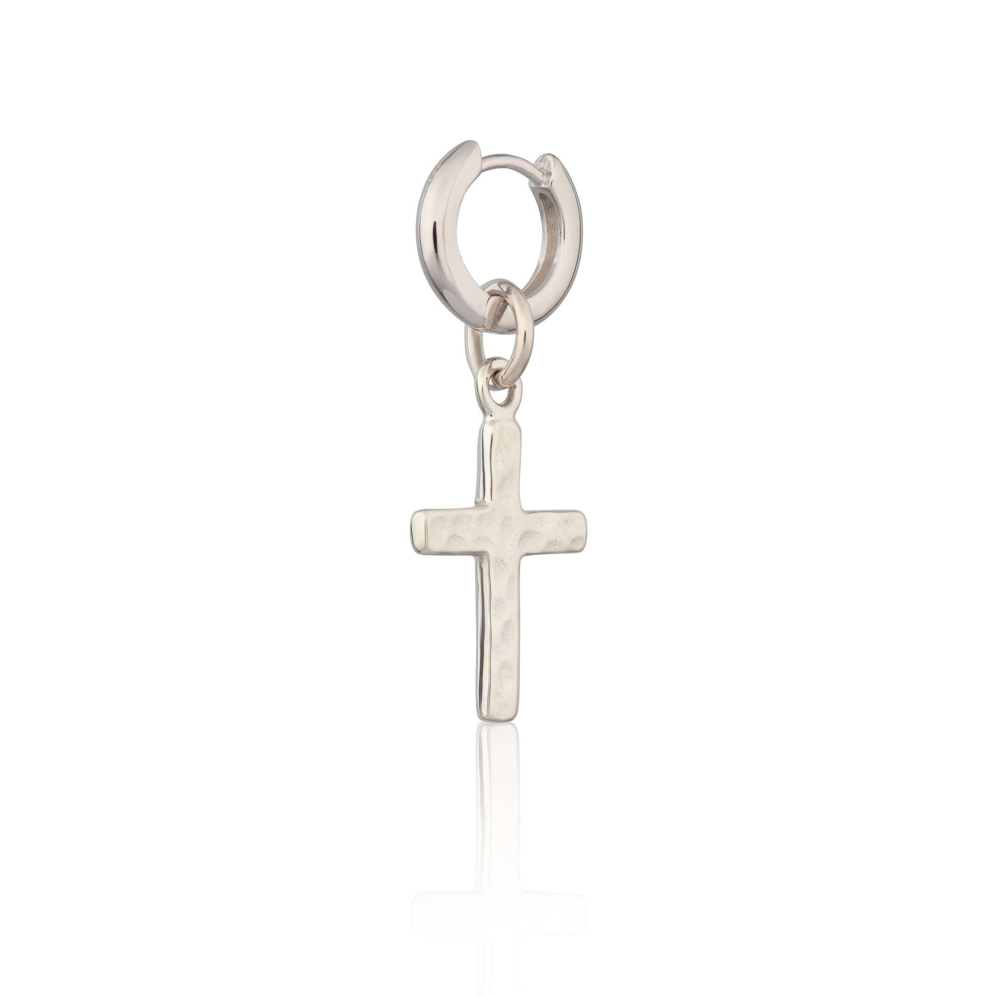 Silver Cross Huggie Single Earring