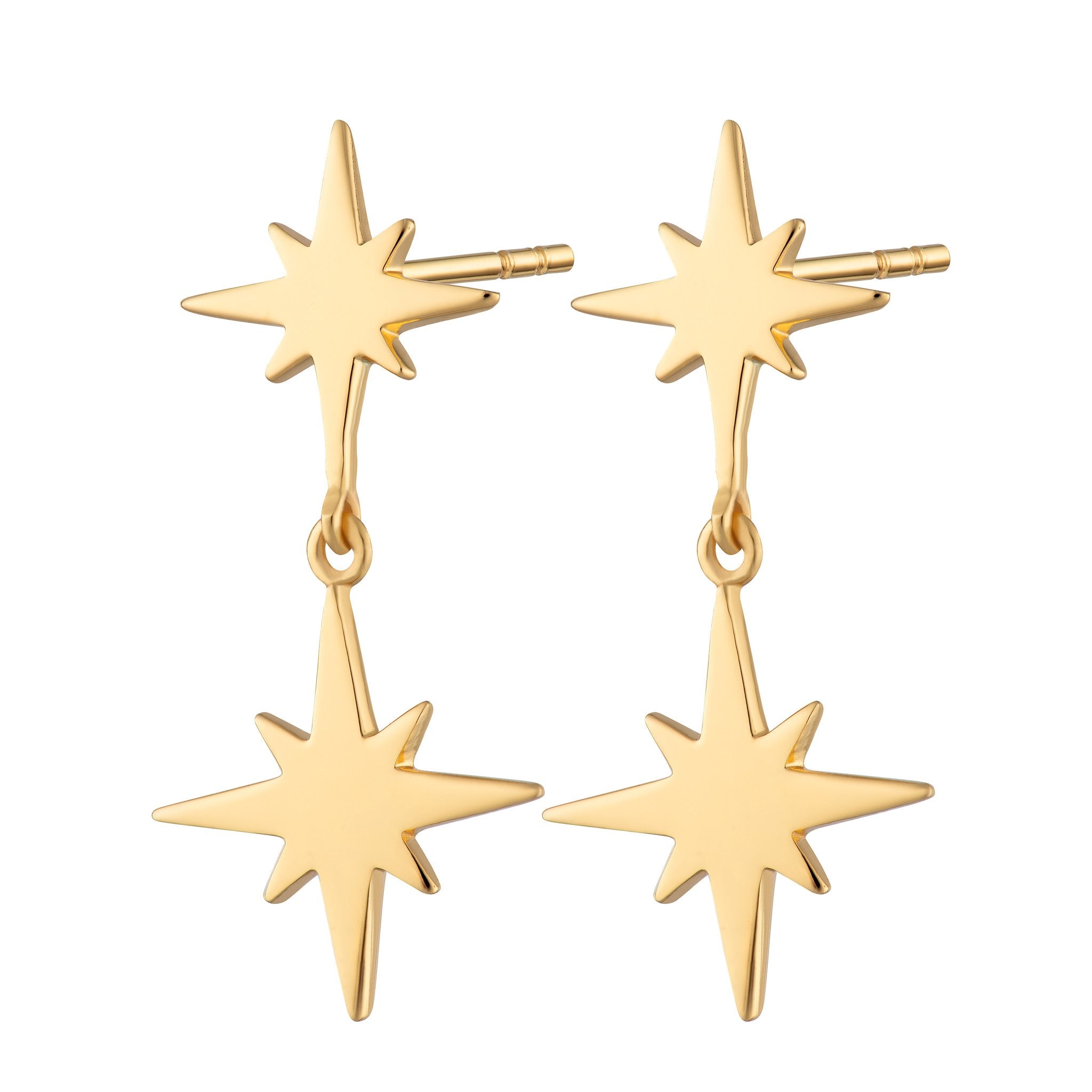 Double Star Drop Stud Earrings