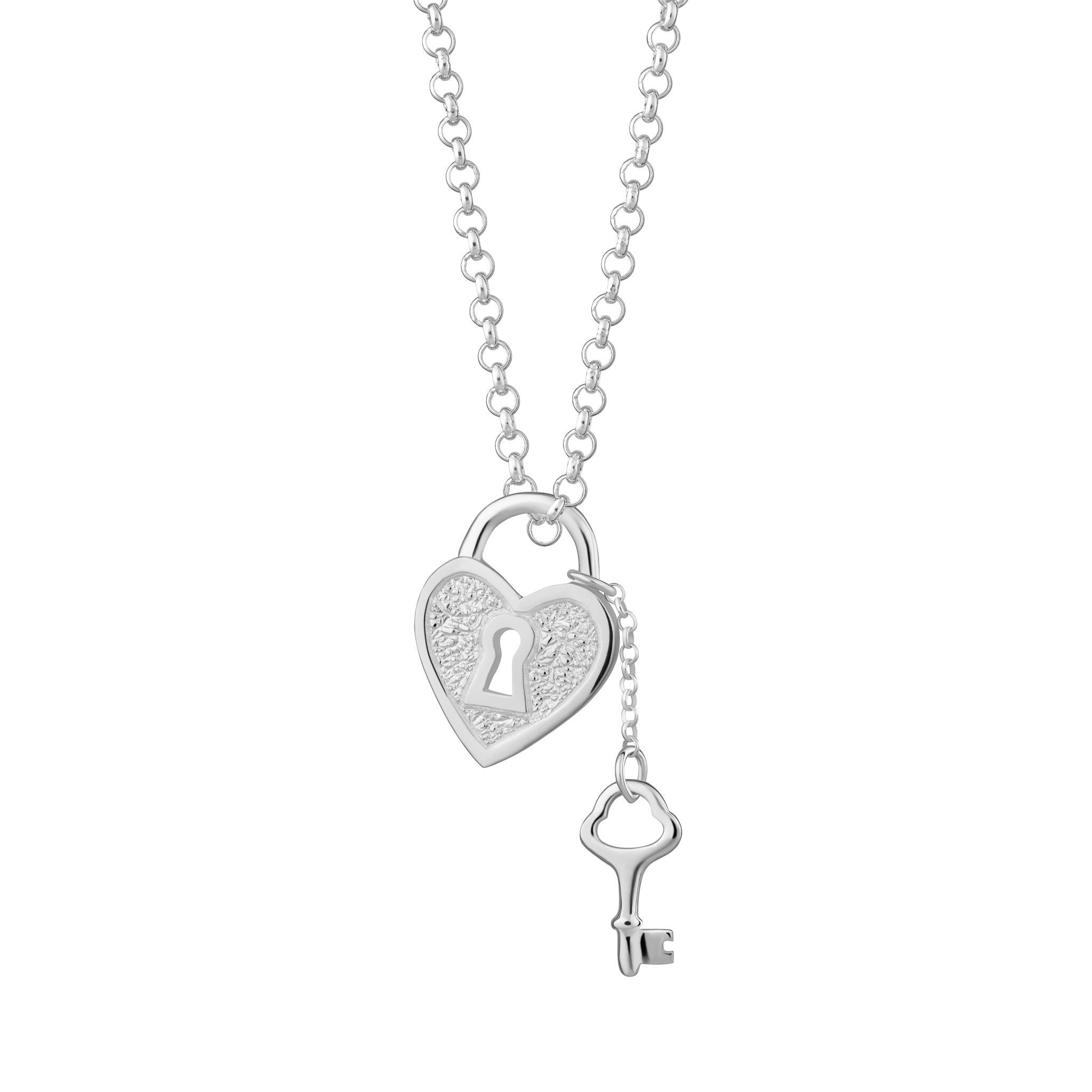 Heart Shaped Padlock and Key Necklace