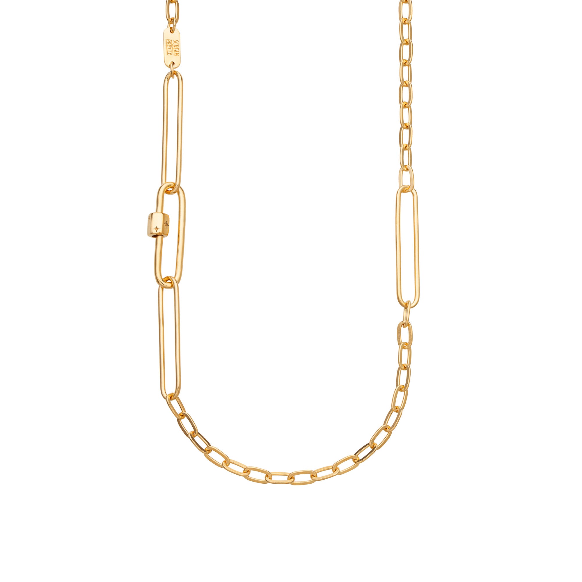 Mismatched Long Link Carabiner Chain Necklace
