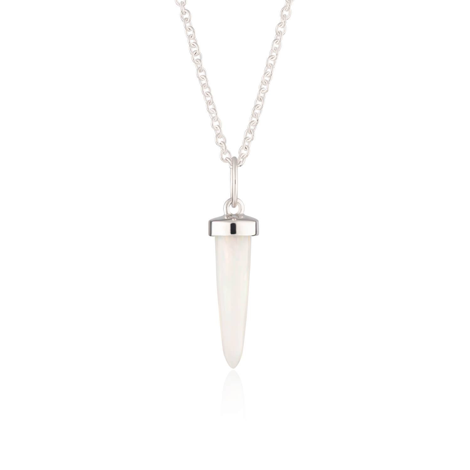 White Opal Spike Necklace with Slider Clasp
