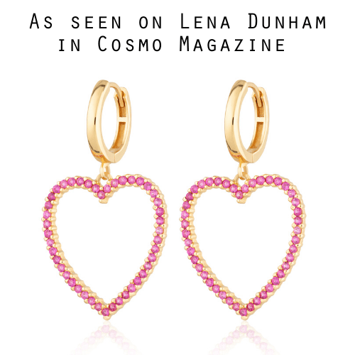 Pink Open Heart Hoop Earrings