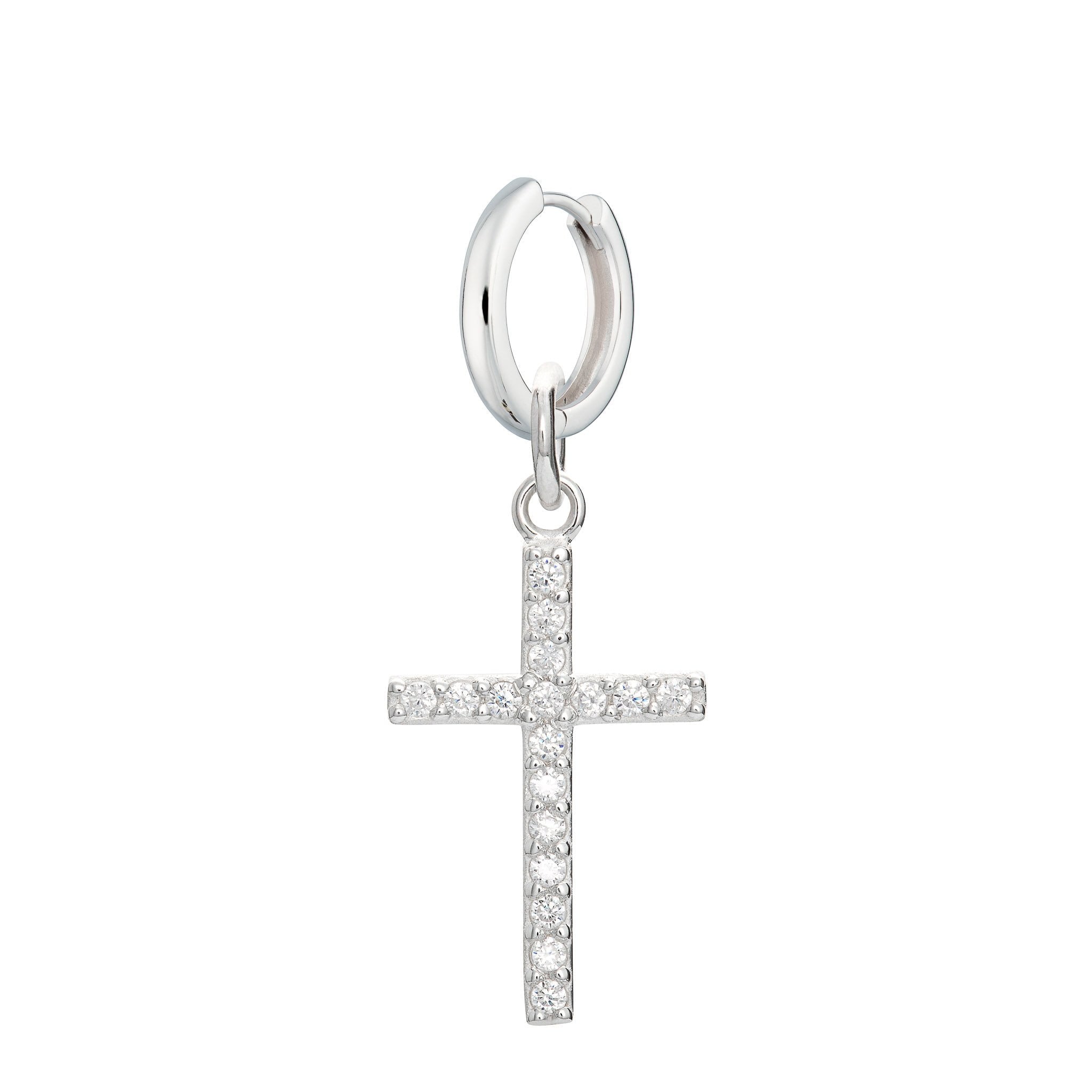 Sparkling Cross Huggie Single Earring