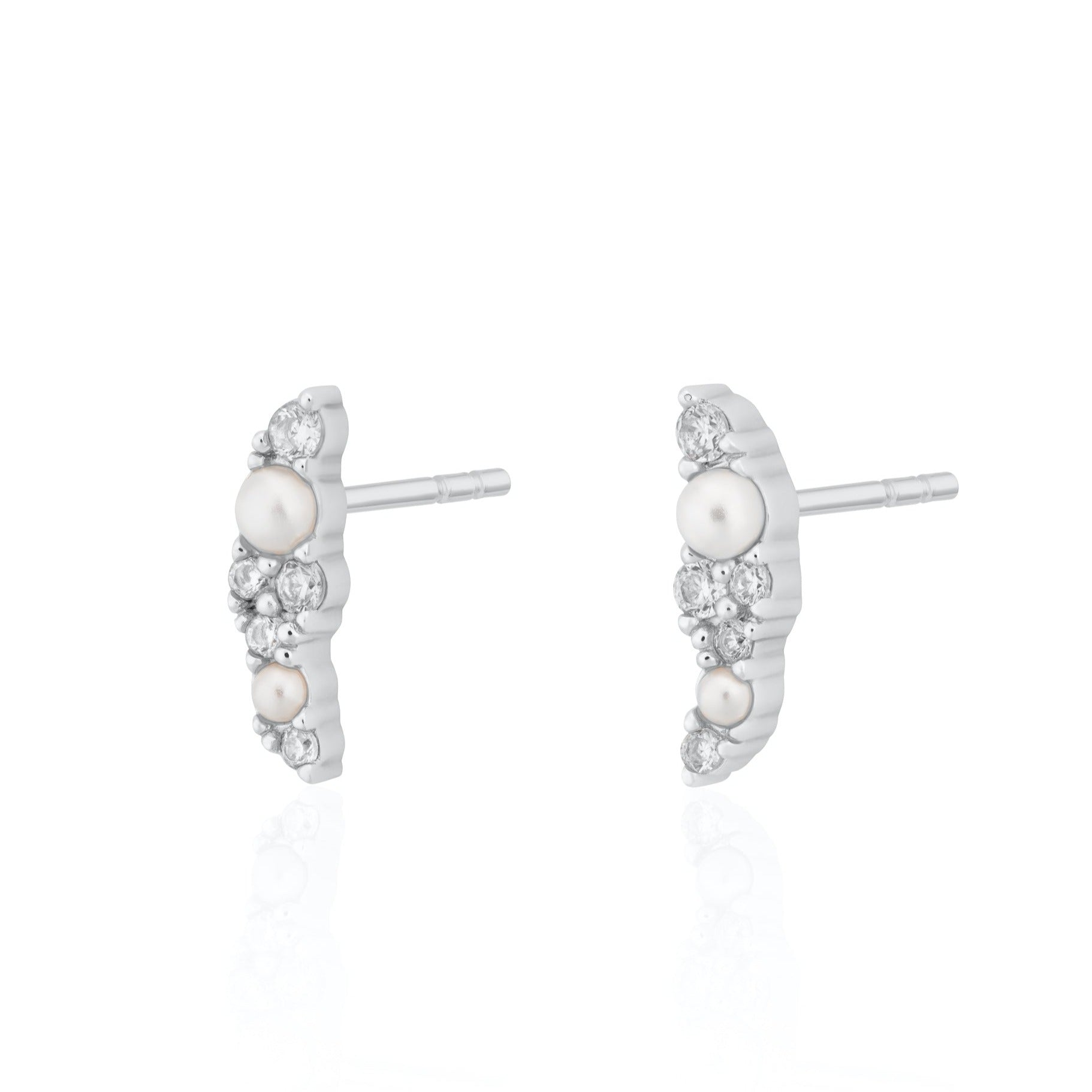 Hannah Martin Pearl Ear Climber Stud Earrings