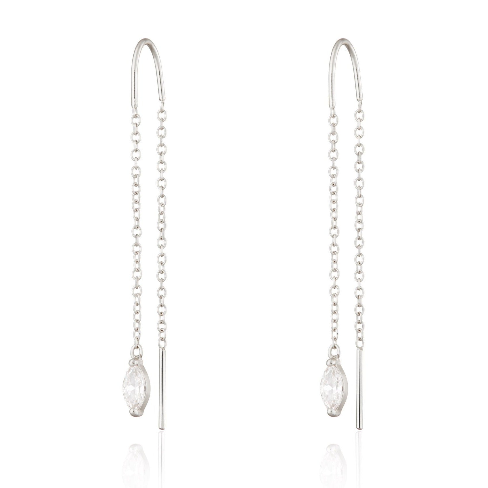 Droplet Crystal Threader Earrings