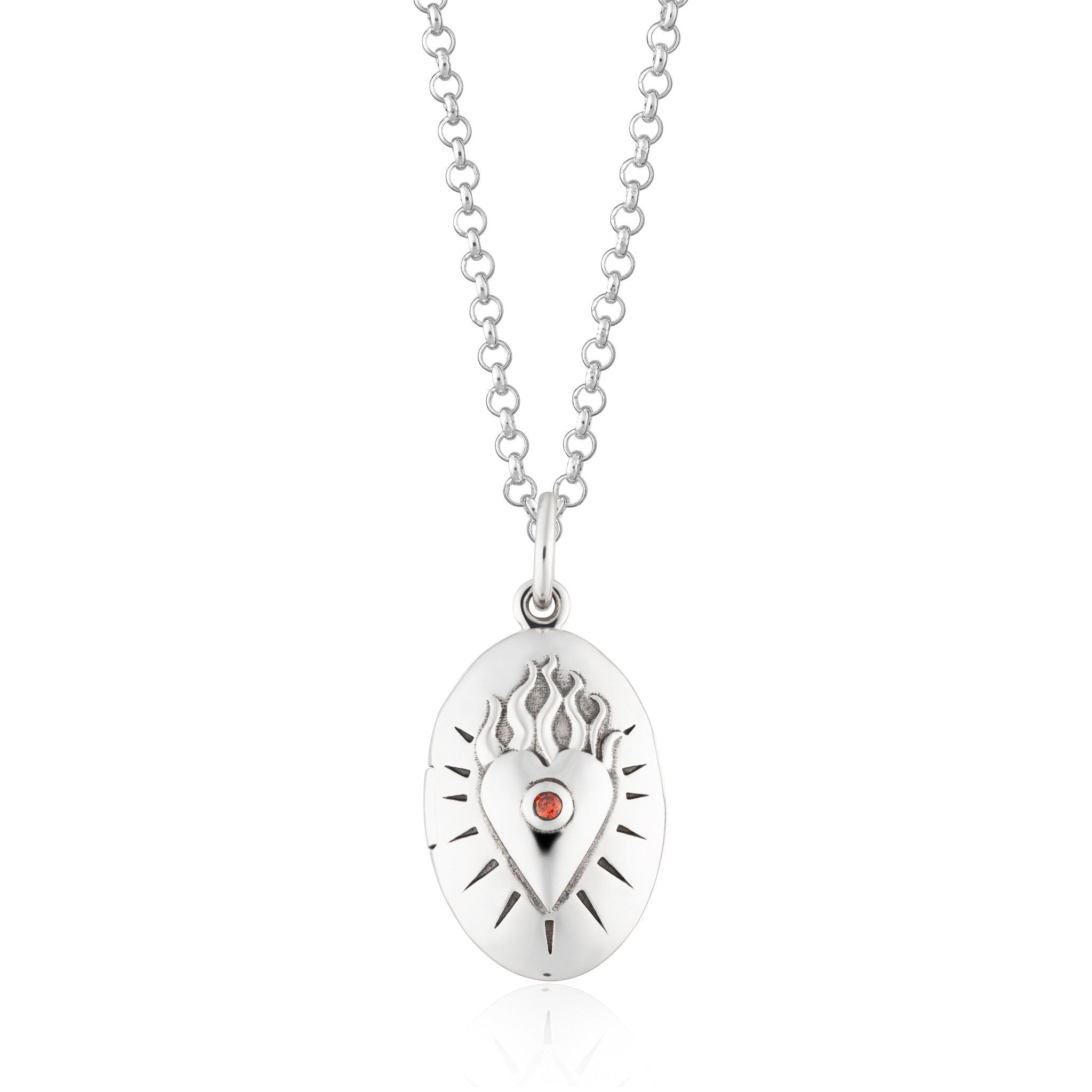 Flaming Heart Locket Necklace