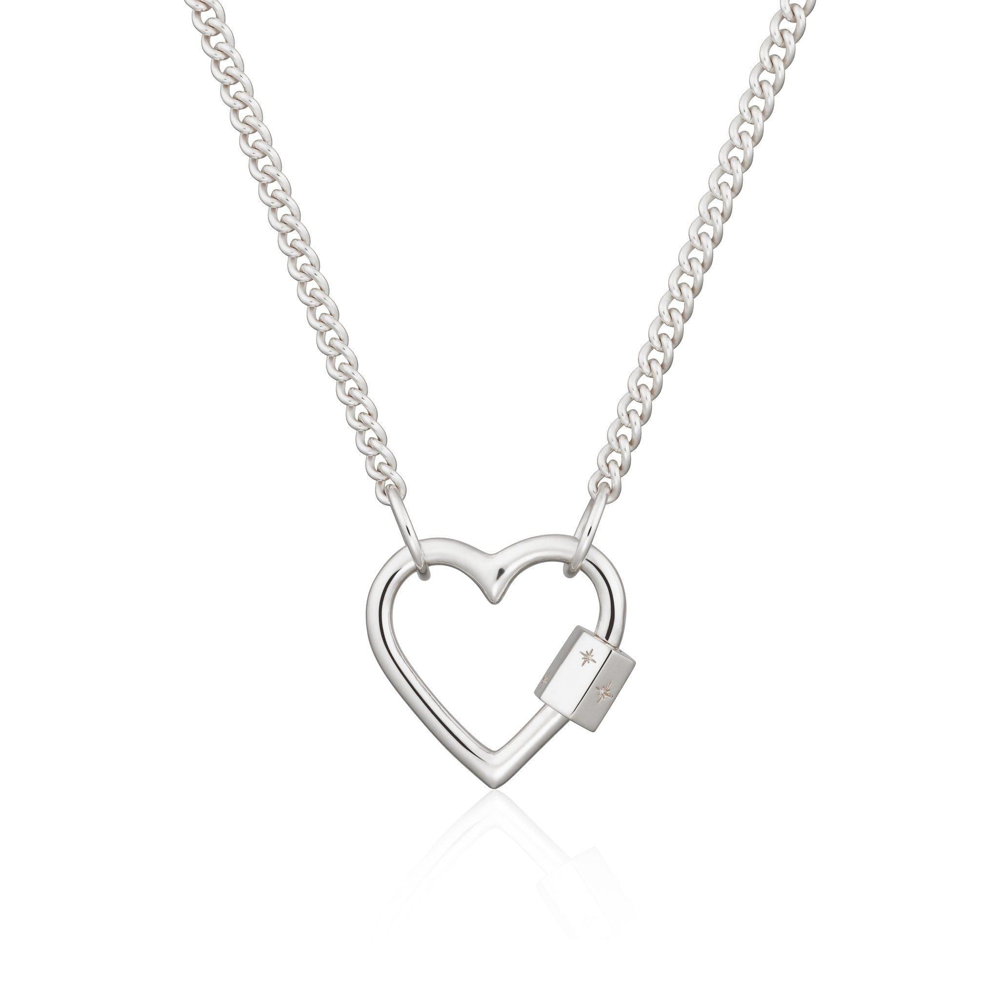 Heart Carabiner Curb Chain Necklace
