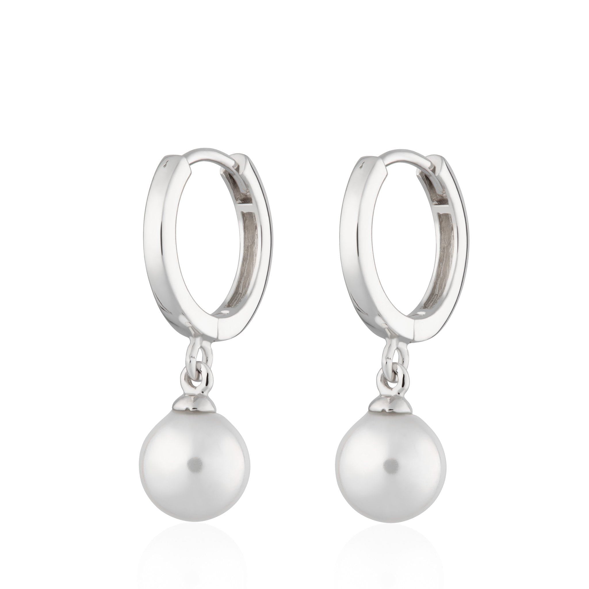 Modern Pearl Hoop Earrings