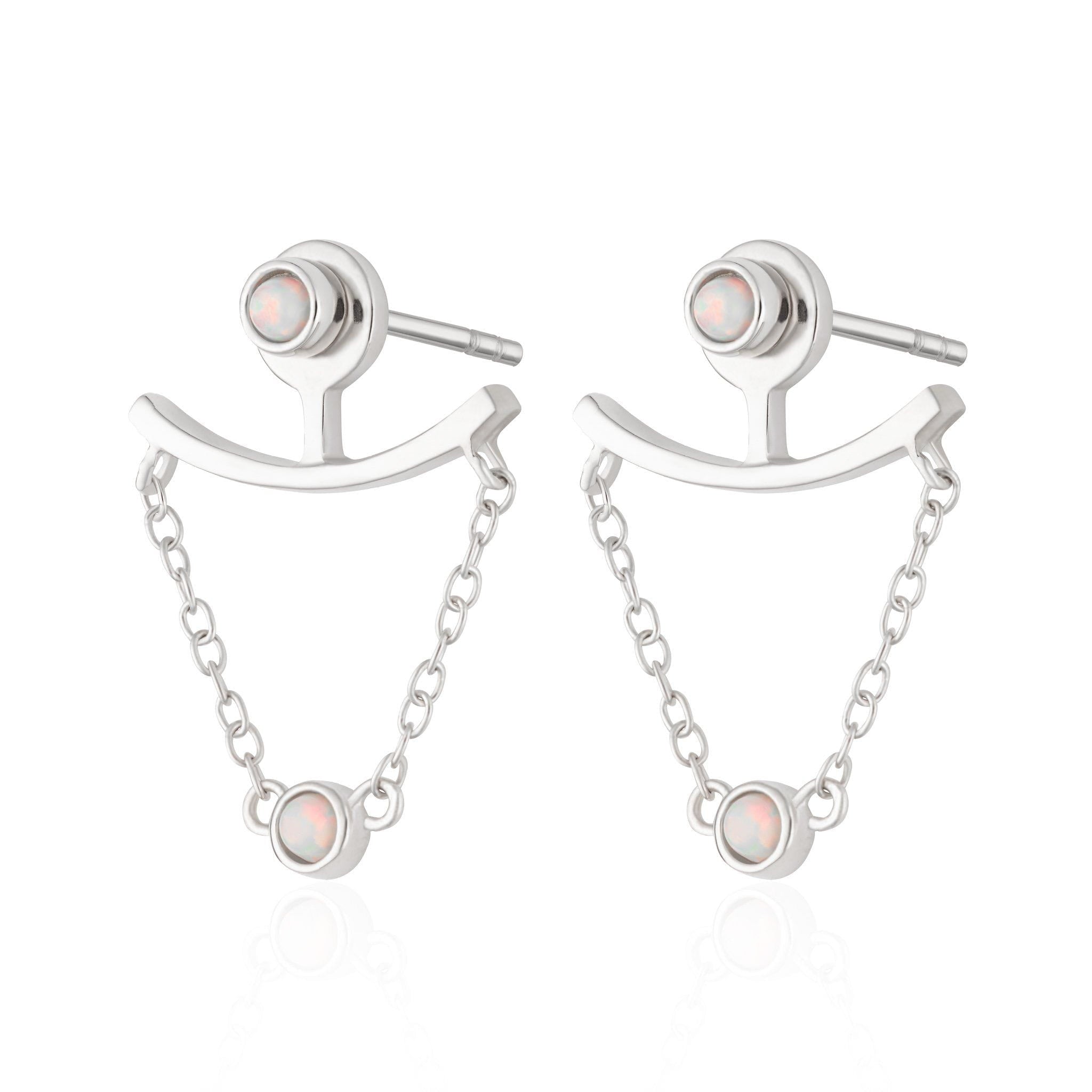 Opal Chandelier Ear Jacket Stud Earrings