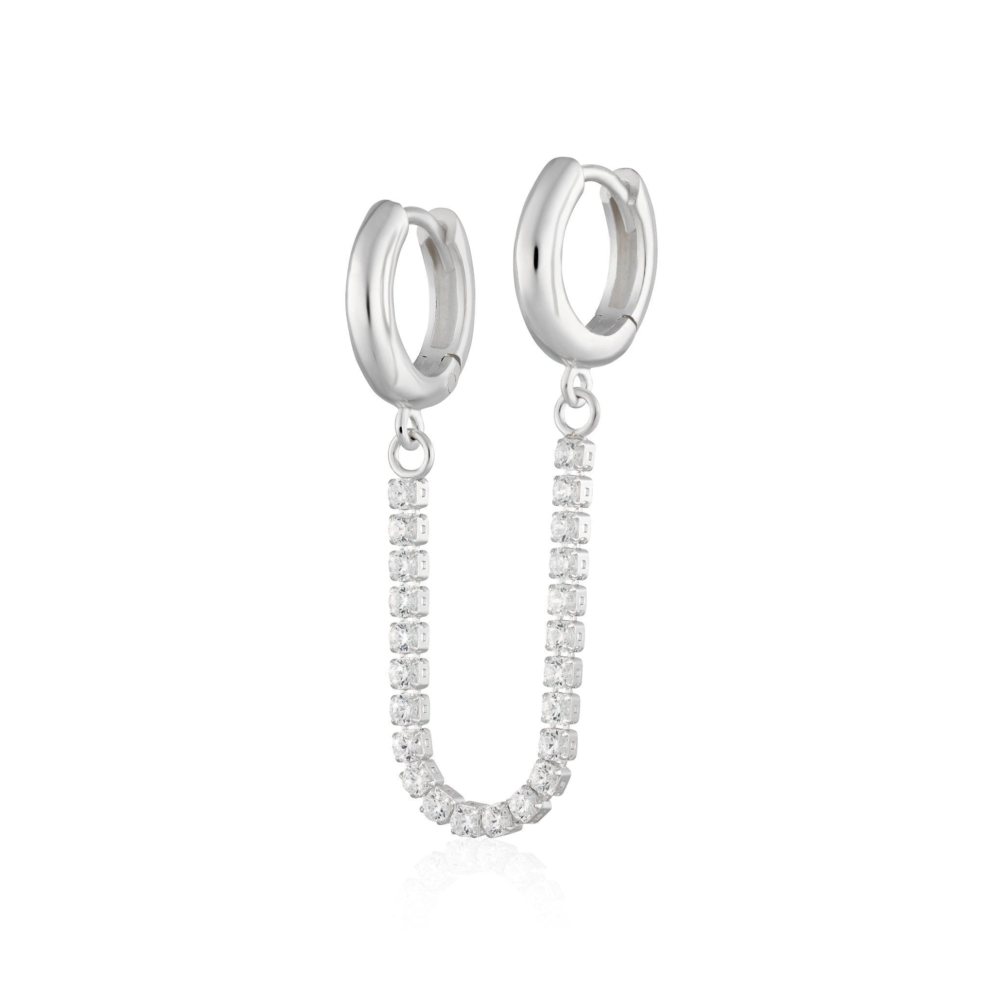 Sparkle Linked Huggie Single Earring