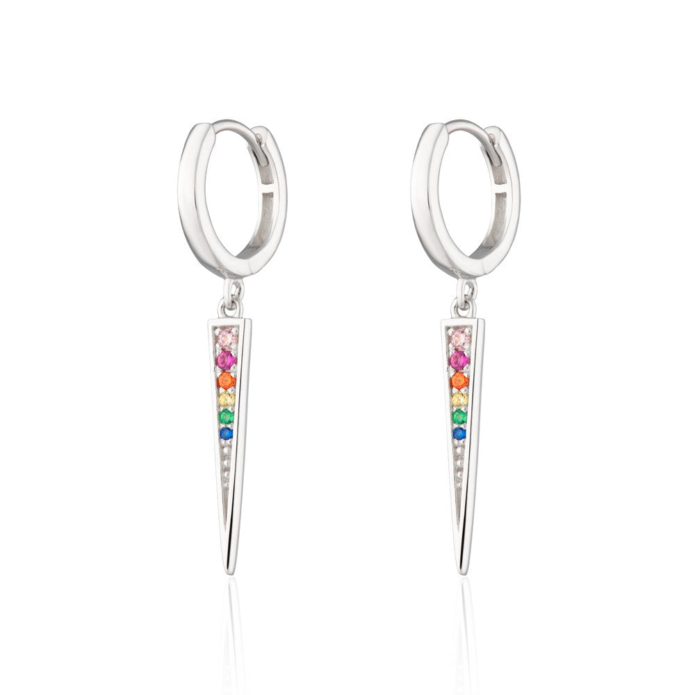 Rainbow Spike Charm Hoop Earrings