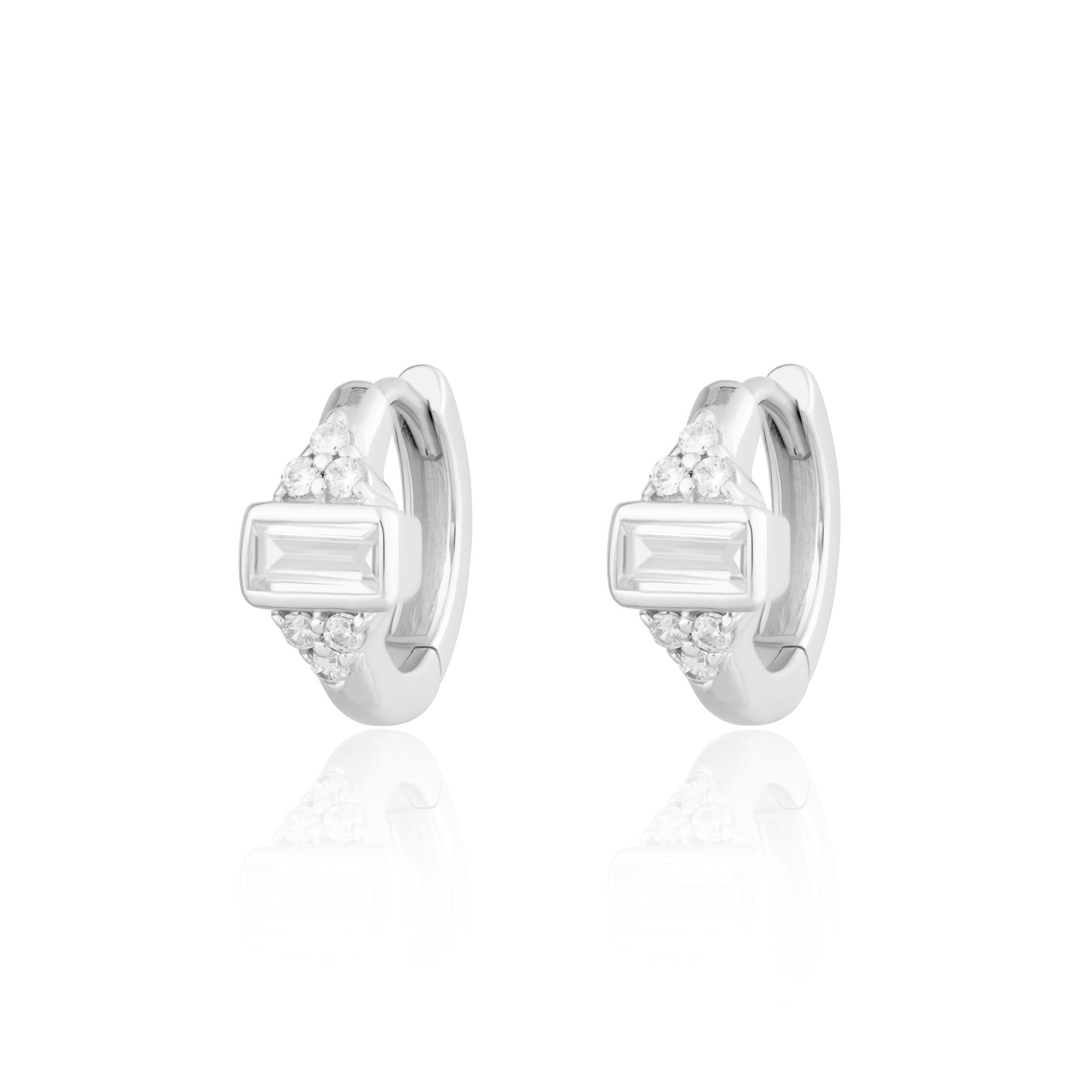 Audrey Huggie Earrings with Clear Stones