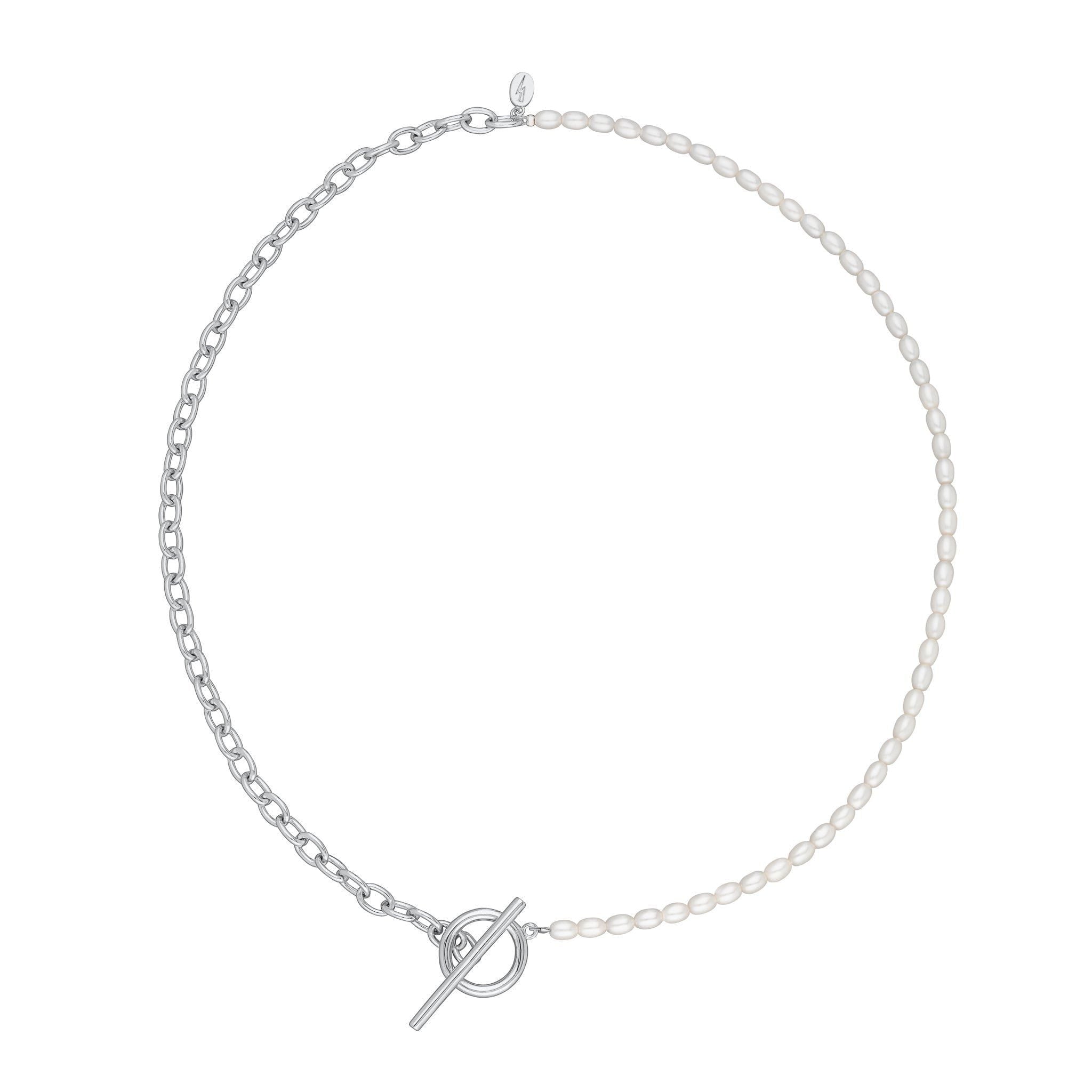 Hannah Martin Pearl and Chain T-Bar Necklace