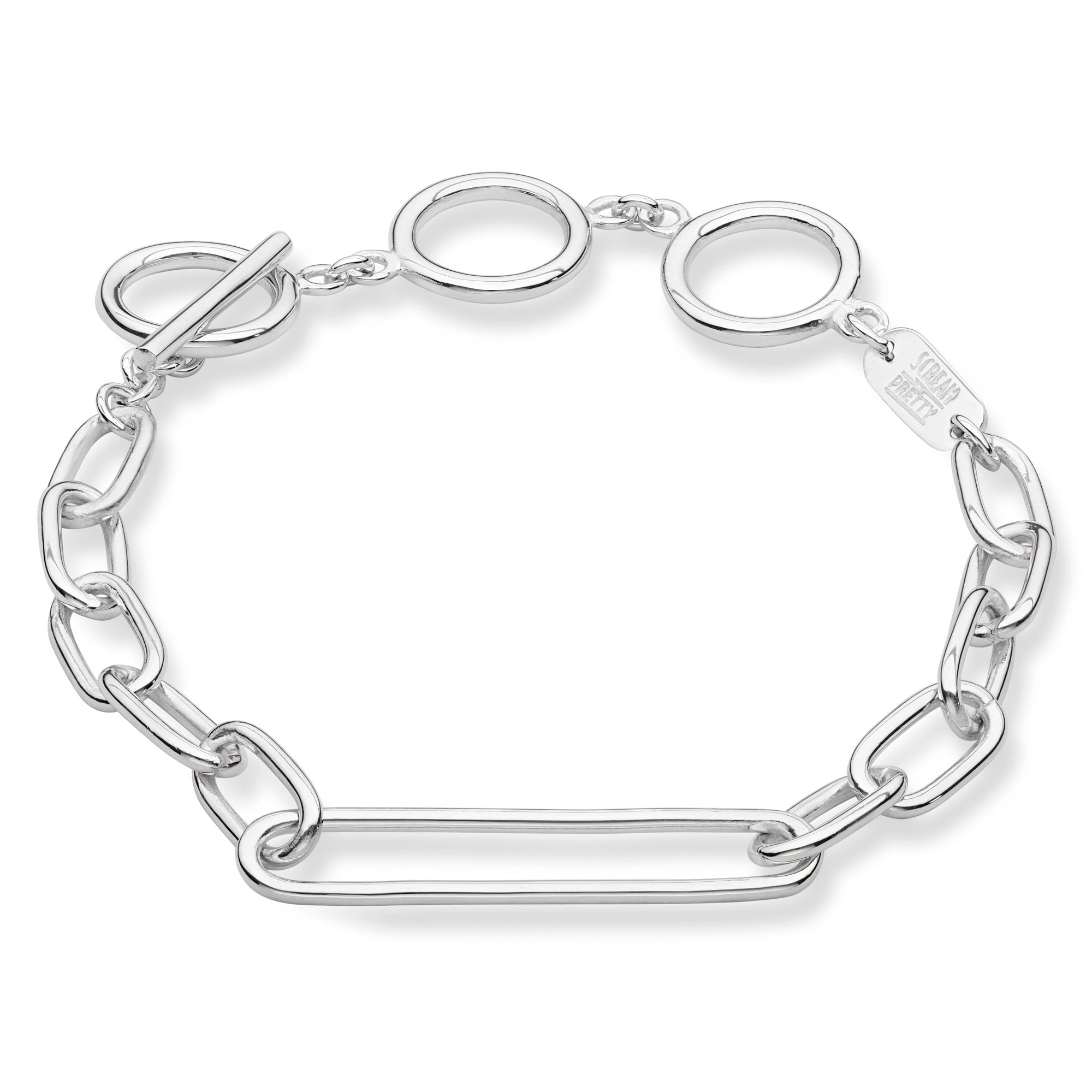 Oval Chain Bracelet with T-Bar Clasp