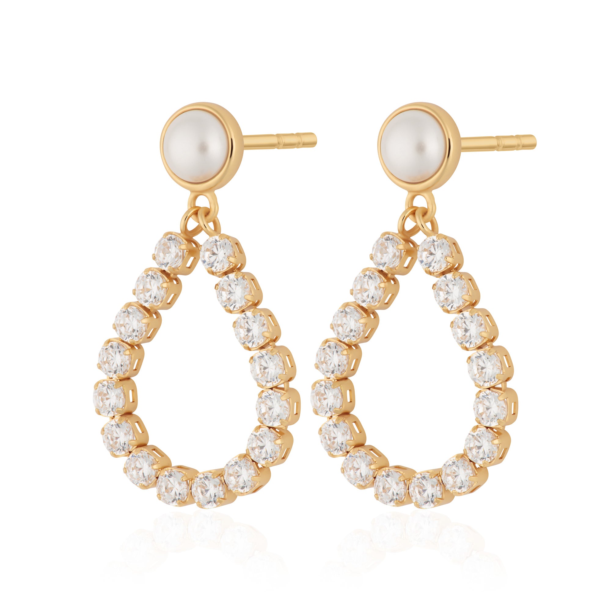 Hannah Martin Tennis & Pearl Teardrop Stud Earrings